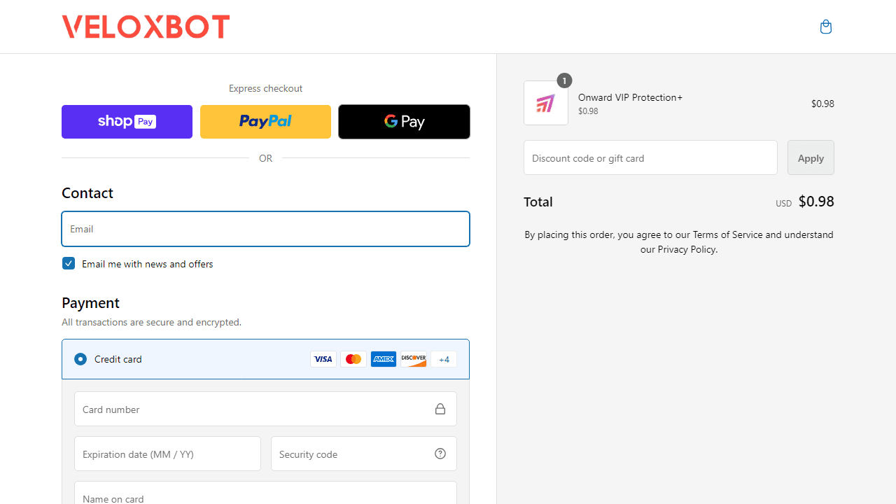 How to apply VeloxBot coupon code